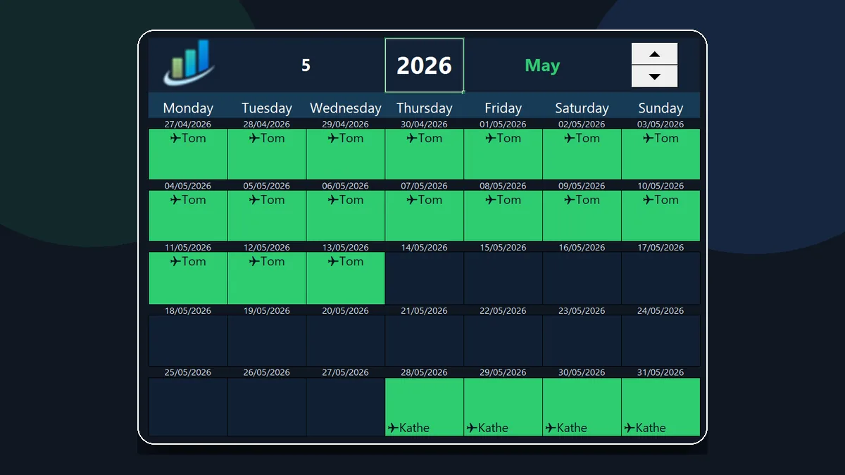 Restaurant templates holiday tracker Excel for hospitality teams
